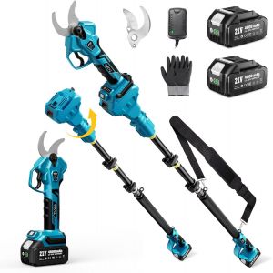 JEXNOVASHOP-SEESII Sécateur Électrique Avec Perche, 2-en-1 Secateur Electrique Sans Fil Télescopique, Hauteur de Travail Jusqu¿à 4,5m (Base 1,8m), Coupe 40mm, 2 * 4,0Ah Batteries, Lame SK5,Jardin/Arb - Neuf