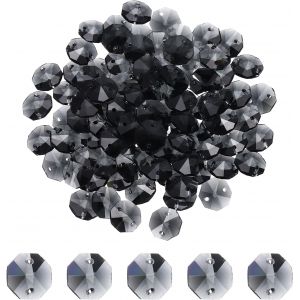 Nouvelhorizonstore-Lot De 120 Perles Octogonales En Verre De 14 Mm, 2 Trous, 1,4 Cm Et 120 Pi&egrave;ces, Noir Transparent Pour Loisirs Cr&eacute;atifs, R&eacute;paration De Lustre En Cristal, Carillon &Eacute;olien - Neuf
