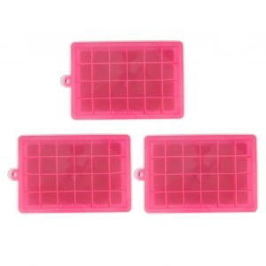 Hjlian Lot De 3 Bacs A Glacons Reutilisables 24 Compartiments Avec Couvercle Amovible, Moule A Glacons En Silicone Facile A Demouler Pour Whisky, Rose Rouge - Neuf