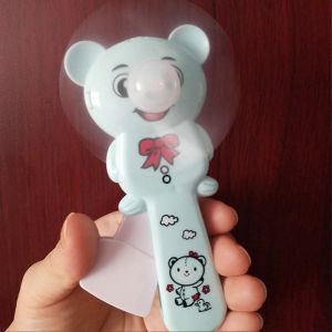 Mini presse manuelle à main en plastique dessin animé ours ventilateur - bleu pour l'exercice de la pièce voyage - Neuf