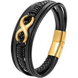 Eryi-Bracelet Homme, Bracelet Cuir Pour Hommes, Bracelets Croix Vie Viking Arbre De Vie, Brun Noire Bracelets Crucifixion Homme - Neuf
