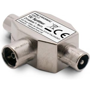 336211 Répartiteur Antenne Tv Tnt 2 Voies - 1 Entrée Femelle Pour L'Antenne / 2 Sorties Mâles Téléviseurs En Métal Blindé - Splitter[Z344] - Neuf