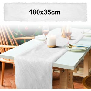 Chemin De Table Moderne En Fourrure Synth&eacute;tique : Chemin De Table De No&euml;l D&eacute;coratif En Fourrure Blanche Lavable - D&eacute;coration De No&euml;l Pour No&euml;l, Mariage, Maison, Table &Agrave; Manger, Table Basse (30 X 180 - Neuf