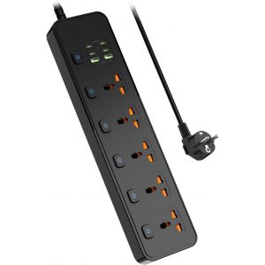 Multiprise avec Interrupteur de S&eacute;curit&eacute; Ind&eacute;pendant, Multiprise avec USB C, 5 Prises Universelles, 4 Ports USB-C et 2 Ports USB (5V 4,2 A 20W), 2M Rallonge Electrique - Neuf