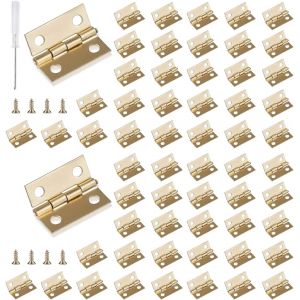 Charni&egrave;res Miniatures 60 Pi&eacute;ce Mini Charni&egrave;res R&eacute;tro Petites Charni&egrave;res Charni&egrave;re pour bo&icirc;te &agrave; bijoux avec Tournevis et 240 Vis, 15mm*18mm, Dor&eacute; - Neuf