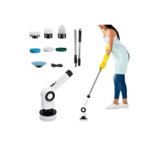 Nettoyeur &eacute;lectrique sans fil &agrave; essorage rotatif avec 7 t&ecirc;tes de brosse et manche r&eacute;glable pour un nettoyage efficace - Neuf