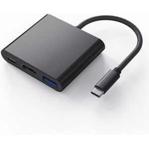 JGD-Adaptateur USB C vers USB 3.0, HUB 4K Adaptateur USB C vers HDMI Compatible avec MacBook Pro/Air, iPad Pro, HP, Google Chromebook, Samsung S20/S21+ Black - Neuf