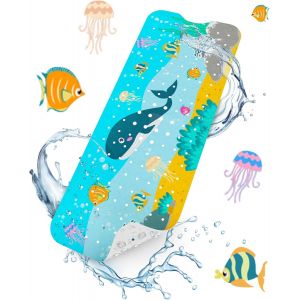 Kalanka-Tapis De Baignoire Antidérapant, Extra Long 101x40 Cm Tapis Antidérapant Baignoire Bebe, Tapis De Douche Antidérapant Avec Ventouses Et Trous De Drainage, Lavable En Machine, Baleine - Neuf