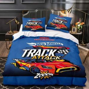 Parure De Lit Imprimee En 3d Monster Truck Hot Wheel, Housse De Couette Et Taie D'oreiller, Pour Lit Double, Queen Et King Size, Pour Decoration De Chambre 01 - Neuf