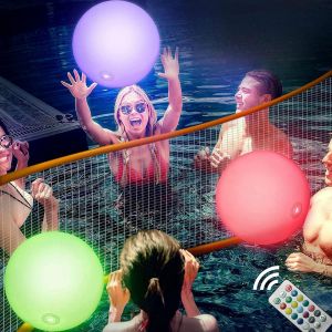1 ballon de plage gonflable géant à LED 13 couleurs avec télécommande pour jouets de piscine, ballons lumineux phosphorescents pour fêtes d'été - Neuf