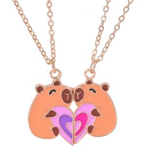 2 Stück Capybara Amitié Collier,Capibara Colliers D'amitié Pour 2 Filles,Collier Meilleur Ami Bff Coeur Mains Colliers Assortis,Pendentif Capybara (Style 3) - Neuf