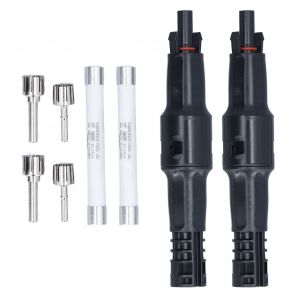 HJLIAN Lot de 2 connecteurs solaires photovoltaiques 1500 V, boitier PPO etanche IP68, anti-UV, porte-fusible solaire, connecteur 20 A - Neuf