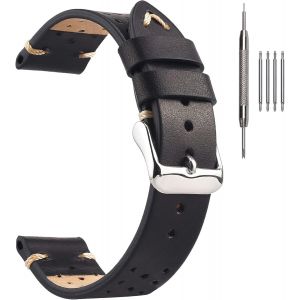 Eryi-Bracelet Montre 22mm 20mm 18mm, Bracelet Montre Cuir De Style Rallye Avec Perçage Manuelle, Bracelets De Montres Pour Homme/Femme - Neuf