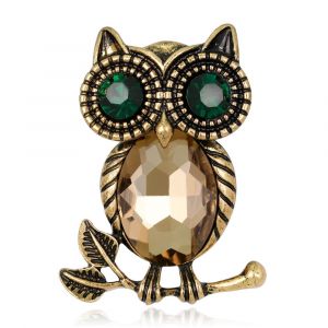 Broche En Cristal Et Strass En Forme De Hibou Champagne, Accessoire De D&eacute;coration Pour Sac &Agrave; Dos, Chapeau, Homme Et Femme - Neuf