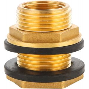 KALANKA-Travers&eacute;e de tonneau d'eau de pluie en laiton femelle G3/4""(&Oslash;24mm) x m&acirc;le G1""(&Oslash;32,5mm),2 joint d'&eacute;tanch&eacute;it&eacute; inclus,Raccord de r&eacute;servoir Passage pour r&eacute;servoirs R&eacute;servoirs F&ucirc;ts - Neuf