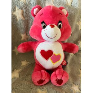 Peluche Doudou Ours Bisounours Rose Rouge Coeurs Amour Care Bears 35 Cm - Neuf