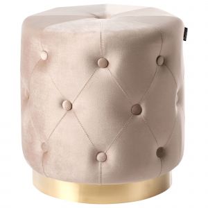 Pouf Carrollton Velours Beige 40 Cm 40 Cm 41 Cm - Neuf