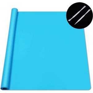 Ayuhr-Tapis En Silicone Extra Large De 65 X 45 Cm Pour Résine Coulée Diy Artisanat Avec Bâtonnets Mélangeurs En Silicone, Antidérapant, Résine Époxy, Tapis De Pâte À Fondant À Pizza Sans Bpa (Bleu) - Neuf