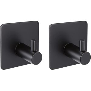 ERYI-Crochet Adhesif Mural Pour Serviettes,Crochets De Douche Muraux En Acier Inoxydable Noir Très Résistants Pour Accrocher Un Manteau De Serviette Sur La Salle De Bain/Cuisine/Chambre (Lot De 2) - Neuf