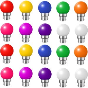 Ampoule LED Couleur B22 2W équivalente 20W 200LM B22 Grosse culot à vis Ampoule Guirlande Couleur LED Ampoules Multicolore pour Maison Bar Fête Décoration d'ambiance-Lot de 24 (Multi-colored) - Neuf