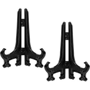 2pcs Noir Plastique Chevalets en Acrylique Présentoir à Pliage Plastique Cadre Photo Stands de Plaque Titulaires-12.5 CM - Neuf