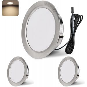 Yindalux Spot Led Encastrable, Spot Led 12v 4000k Blanc Neutre Dimmable, 3w Extra Plat Spot Encastrable, Trou 55-58mm Aluminium Plafonnier Spot Avec Câble De 2m, Lot De 3, Blanc - Neuf