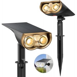 Lampes Solaires Extérieur Détecteur De Mouvement 1000lm, Spot Extérieure Étanche Ip67, 3000k Blanc Chaud Lampe Solaire Très Lumineuse Pour Jardin, Garage, Lot De 2 - Neuf
