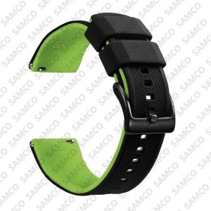 Bracelet De Montre En Silicone De Qualit&eacute; Sup&eacute;rieure,18mm 20mm 22mm,&Agrave; D&eacute;gagement Rapide,En Caoutchouc,De Remplacement.Black Grass Green 2.18mm - Neuf