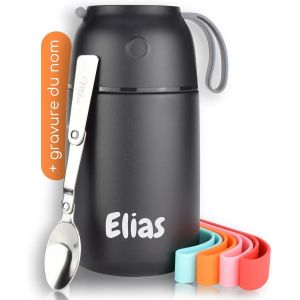 Bo&icirc;tes Alimentaires Isothermes 450ml I 650ml I 800ml, Bo&icirc;te Isotherme Repas Chaud Porte-Aliments En Acier Inoxydable &Agrave; Double Couche, Cuill&egrave;re Pliante Pour Ecole, Bureau (650ml/Gris) - Neuf