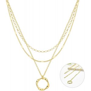 Kgabery-Ensemble De 3 Colliers Pour Femme,Pendentif Torsad&eacute; Exquis En Or Et Argent,Cha&icirc;ne Multicouche R&eacute;glable,Ensemble De Mode,Collier Simple &Agrave; Plusieurs Niveaux,Bijoux Cadeau - Neuf