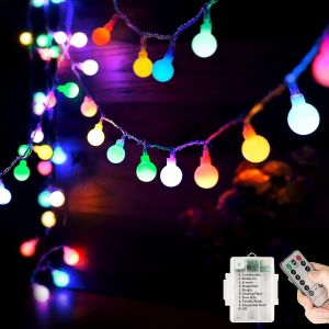 Kal-Guirlande Lumineuse À Piles Extérieure/Intérieure, 40 Led 8 Modes 5 M Avec Télécommande, Ip65 Étanche, Convient Pour Décorer Halloween, Balcon, Jardin, Fête (Couleur) - Neuf