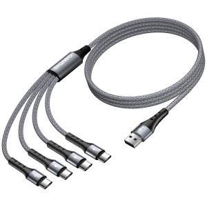 Câble USB C, QC 3.0 Câble USB Type C Charge Synchro Ultime Rapide Nylon Tressé Chargeur 4 USB C Connecteur pour iPhone 15, Samsung Galaxy S24 S23 S20 S10, Note 20, Huawei, Sony, LG, Xiaomi-1.2M - Neuf