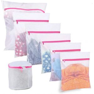 Lot de 7 sacs à linge en maille pour machine à laver, sac pour machine à laver, chemise, chaussures, collants, soutien-gorge, sous-vêtements, rose - Neuf