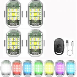 Lumi&egrave;res De Drone Stroboscopique Led,Lumi&egrave;re Stroboscopique Led Sans Fil Haute Luminosit&eacute;,Lumi&egrave;res Clignotantes Rechargeables Usb 7 Couleurs,Lumi&egrave;res Anti-Collision &Eacute;tanches &Agrave; Led (4 Pi&egrave;ces)-G&eacute;n&eacute;rique - Neuf