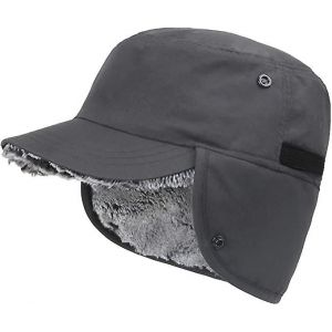 Chauffe-Chapeau D'hiver Avec Cache-Oreilles (Gris Foncé) - Neuf