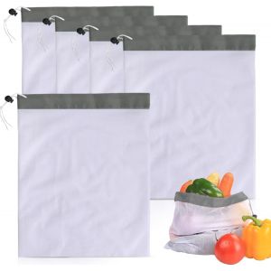 10 Pièces Sac Filet,30 * 38cm Sacs De Courses En Maille Sacs À Provisions S Avec Cordon De Serrage Gris Pour Le Shopping Et Le Stockage Pour Fruits,Légumes,Jouets - Neuf