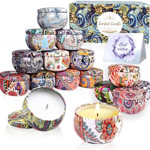 Lot de 16 petites bougies parfumées pour femme,bougies parfumées à la cire de soja naturelle-Cadeau pour calendrier de l'Avent,anniversaire,Saint-Valentin,fête des mères-320 heures - Neuf