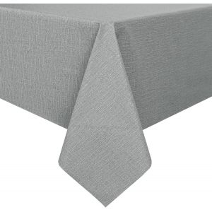 SJZG-Nappe En Plastique Rectangulaire Anti-Taches Pour Extérieur, 100 X 140 Cm, Imperméable, Table, Restaurant, Jardin, Anniversaire, 4 Places, Gris Clair Avec Motif Effet Lin - Neuf