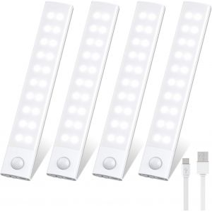 Lampe De Placard 40 Led Reglette Led Rechargeable Usb-C 20cm Led Placard 3 Modes Reglette Led Cuisine 3 Couleurs Lampe Detecteur De Mouvement Interieur Pour Cuisine Placard Armoire - Neuf