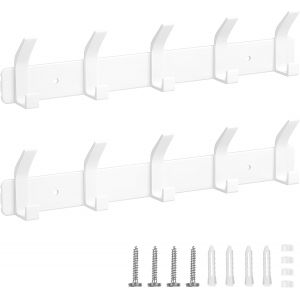 Porte Manteau Mural, 2 Pi&egrave;ces Patere Murale 5 Crochets, Porte Manteau Salle De Bain pour Porte-Serviettes Peignoir Salle de Bain Entr&eacute;e, Blanc Perle - Neuf