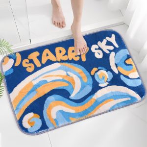 KALANKA-Tapis De Bain 40 X 60 CM Bleu, Doux Tapis Salle De Bain Absorbant, Lavable Bathroom Mat, Bathroom Rug Anti-Slip Absorbant l'eau, pour Familles, Enfants et Personnes &Acirc;g&eacute;es,Douche, Baignoire - Neuf