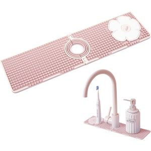 Kalanka-Tapis Egouttoir, Tapis De Robinet En Silicone, Tapis Evier Cuisine Pour Eclaboussure, Drainage, S&eacute;chage Et Protection &Eacute;vier, Tapis Vaisselle Rose, Tapis Egouttoir Vaisselle Absorbant, 38*10*0 - Neuf