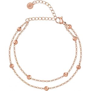Eryi-Day.Berlin Bracelet Ally En Or 18k Doré, Bracelet Layered Avec Petites Boules 15,5cm + 4cm De Longueur Variable, Acier Inox 316l Sans Nickel Et Résistant À L'eau - Neuf