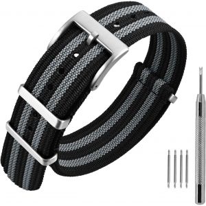Kal-Bracelet De Montre En Nylon Avec Boucle En Acier Inoxydable, Sport Bande De Remplacement 16mm 18mm 20mm 22mm - Neuf