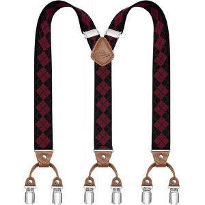 Cauc-Bretelles Pour Hommes Avec 6 Pinces M&eacute;talliques En Y Ajustables Bretelles Pour Pantalons Bretelles &Eacute;lastiques Robustes Pour Hommes - Neuf