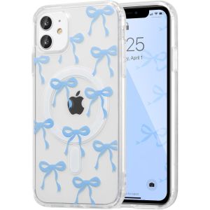 KALANKA-Coque Magn&eacute;tique pour iPhone 11 Compatible avec Recharge sans Fil, Transparent &Eacute;tui Housse de T&eacute;l&eacute;phone en Motif de Papillon Antichoc Bumper Cover pour Filles Femme, Bleu - Neuf