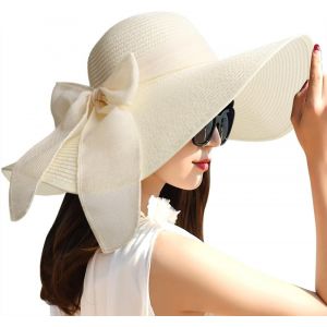 Femme Capeline Chapeau De Paille Chapeau À Large Bord Casquettes Anti-Soleil Respirant Pliable Rouleau Plage Cap Chapeau De Soleil Upf 50+.[Z664] - Neuf