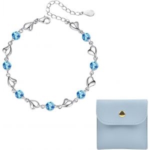 Eryi-Bracelet Diamant Bleu Et Sachet Bijoux, Pétillant, Amour, Strass, Femme, Ajustable - Neuf