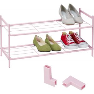 Kgabery-Étagère À Chaussures,6 Paires,2 Niveaux,Ouvert,Extensible,Hxlxp : 34,5x70x26 Cm,Porte-Chaussures,Rose - Neuf