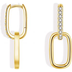 Kal-Boucles D'oreilles Créoles En Argent Sterling 925 Avec Pendentif, Boucles D'oreilles Créoles Pour Femme, Double Cercle Géométrique, Huggie Petit Sommeil, Créoles Triangulaires Ovales, - Neuf